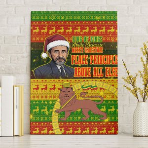 Ethiopia Haile Selassie Christmas Canvas Wall Art King Of Kings Lion Of Judah Ugly Pattern Holiday