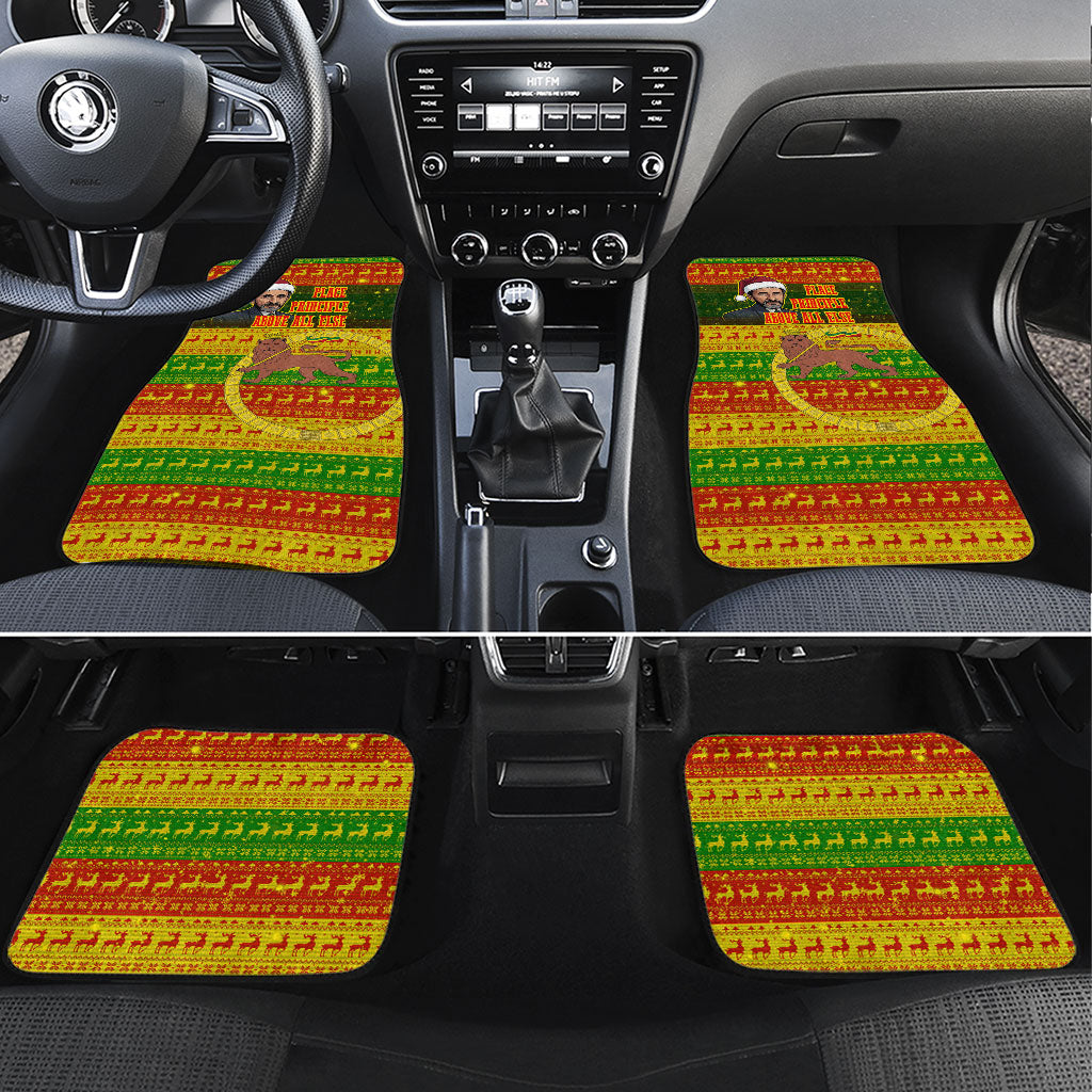 Ethiopia Haile Selassie Christmas Car Mats King Of Kings Lion Of Judah Ugly Pattern Holiday