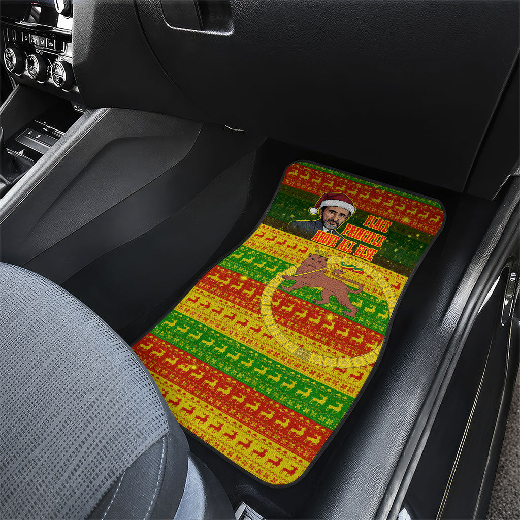 Ethiopia Haile Selassie Christmas Car Mats King Of Kings Lion Of Judah Ugly Pattern Holiday