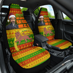 Ethiopia Haile Selassie Christmas Car Seat Cover King Of Kings Lion Of Judah Ugly Pattern Holiday