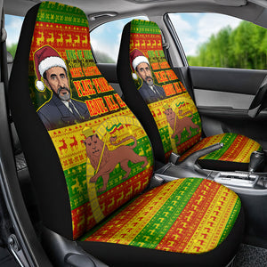 Ethiopia Haile Selassie Christmas Car Seat Cover King Of Kings Lion Of Judah Ugly Pattern Holiday