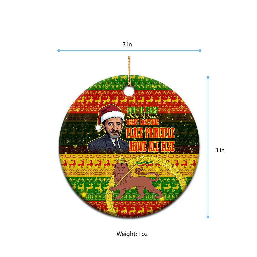 Ethiopia Haile Selassie Christmas Ceramic Ornament King Of Kings Lion Of Judah Ugly Pattern Holiday