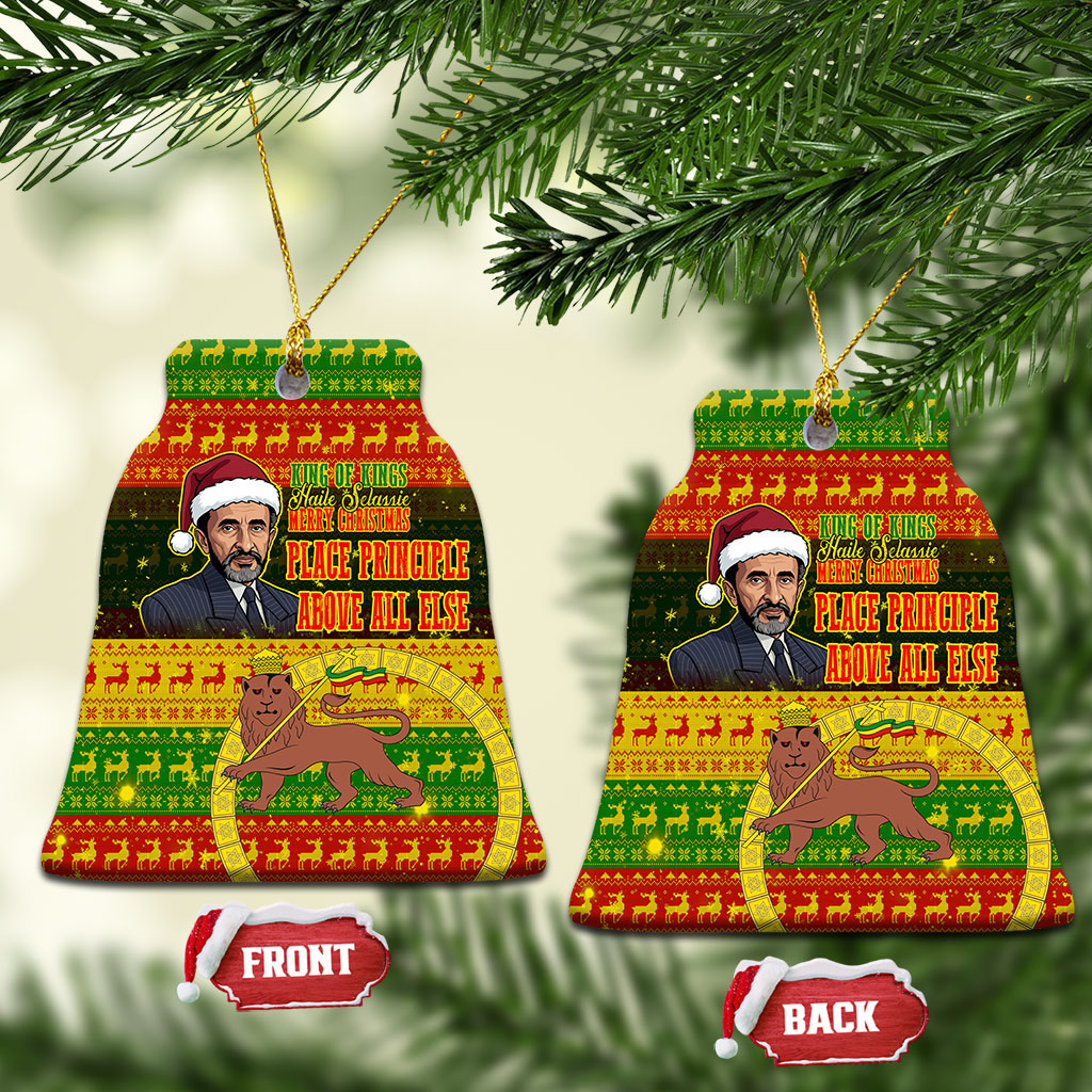 Ethiopia Haile Selassie Christmas Ceramic Ornament King Of Kings Lion Of Judah Ugly Pattern Holiday