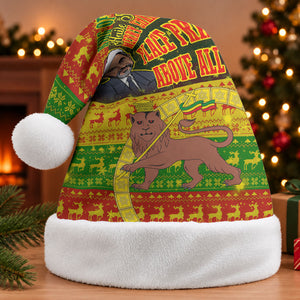 Ethiopia Haile Selassie Christmas Santa Hat King Of Kings Lion Of Judah Ugly Pattern Holiday