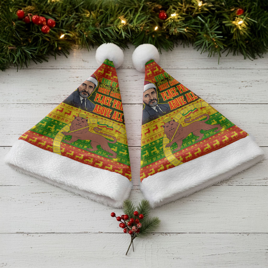 Ethiopia Haile Selassie Christmas Santa Hat King Of Kings Lion Of Judah Ugly Pattern Holiday