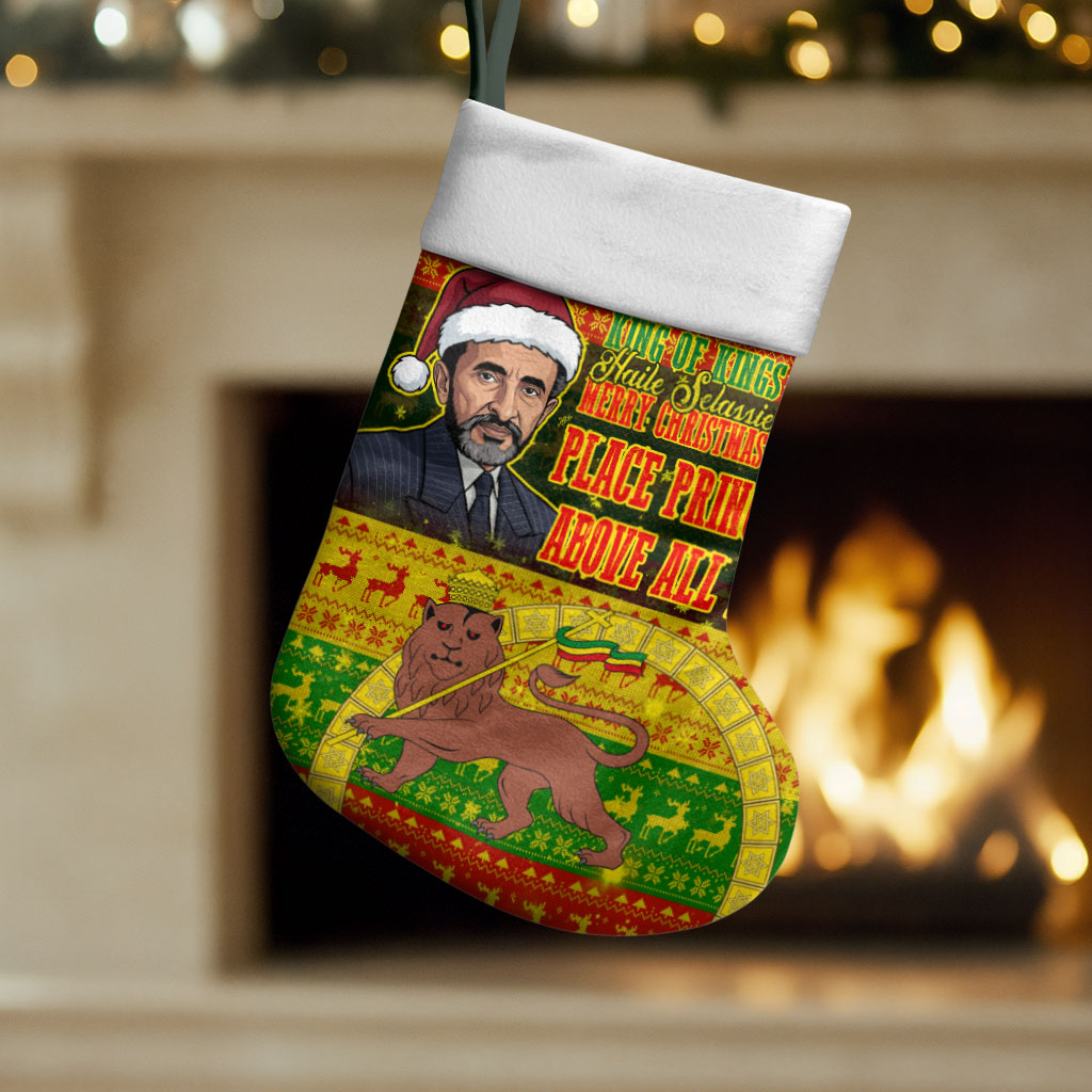 Ethiopia Haile Selassie Christmas Stocking King Of Kings Lion Of Judah Ugly Pattern Holiday