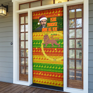 Ethiopia Haile Selassie Christmas Door Cover King Of Kings Lion Of Judah Ugly Pattern Holiday