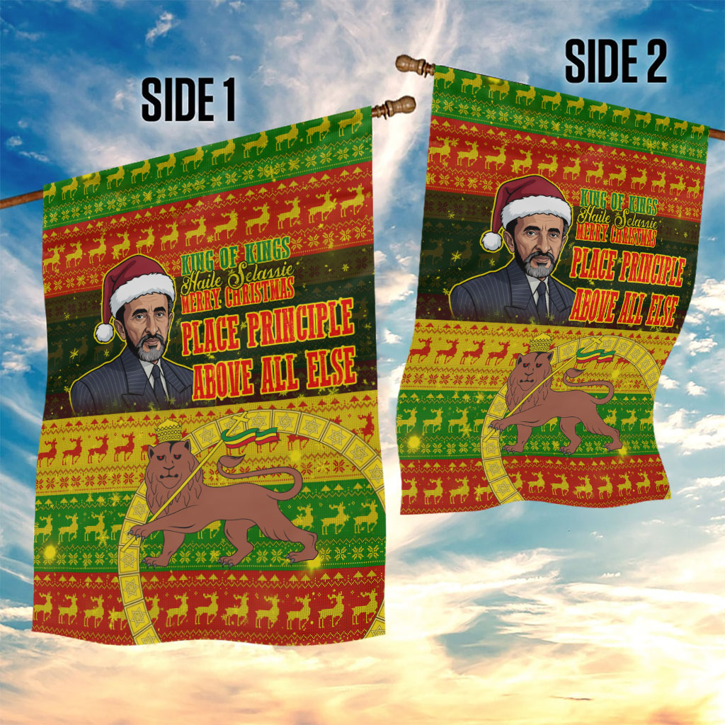 Ethiopia Haile Selassie Christmas Garden Flag King Of Kings Lion Of Judah Ugly Pattern Holiday