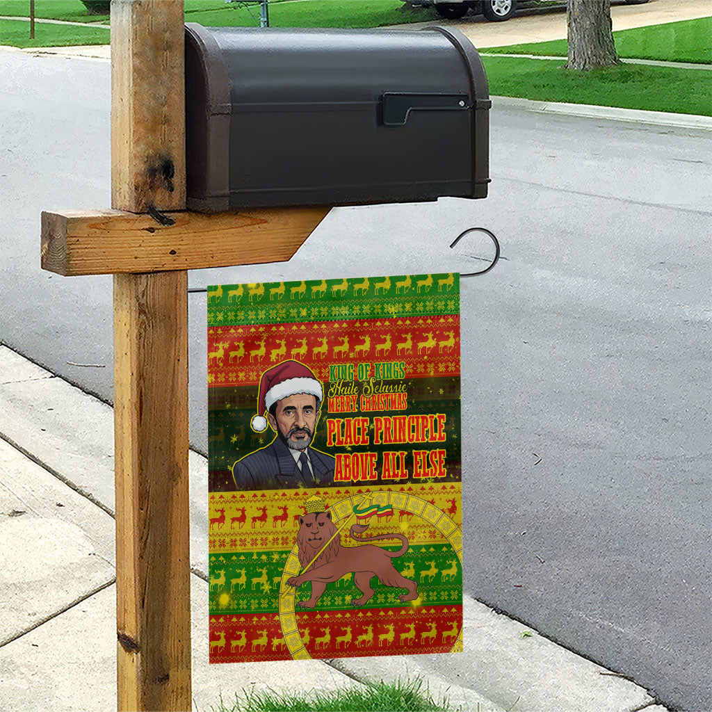 Ethiopia Haile Selassie Christmas Garden Flag King Of Kings Lion Of Judah Ugly Pattern Holiday
