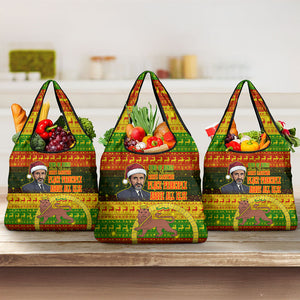 Ethiopia Haile Selassie Christmas Grocery Bag King Of Kings Lion Of Judah Ugly Pattern Holiday