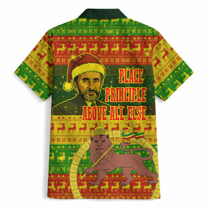 Ethiopia Haile Selassie Christmas Hawaiian Shirt King Of Kings Lion Of Judah Ugly Pattern Holiday