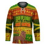 Ethiopia Haile Selassie Christmas Hockey Jersey King Of Kings Lion Of Judah Ugly Pattern Holiday