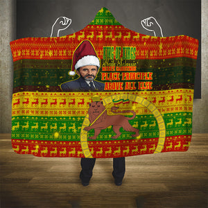 Ethiopia Haile Selassie Christmas Hooded Blanket King Of Kings Lion Of Judah Ugly Pattern Holiday