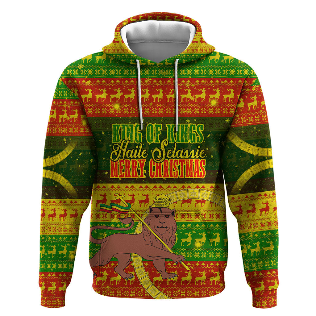 Ethiopia Haile Selassie Christmas Hoodie King Of Kings Lion Of Judah Ugly Pattern Holiday
