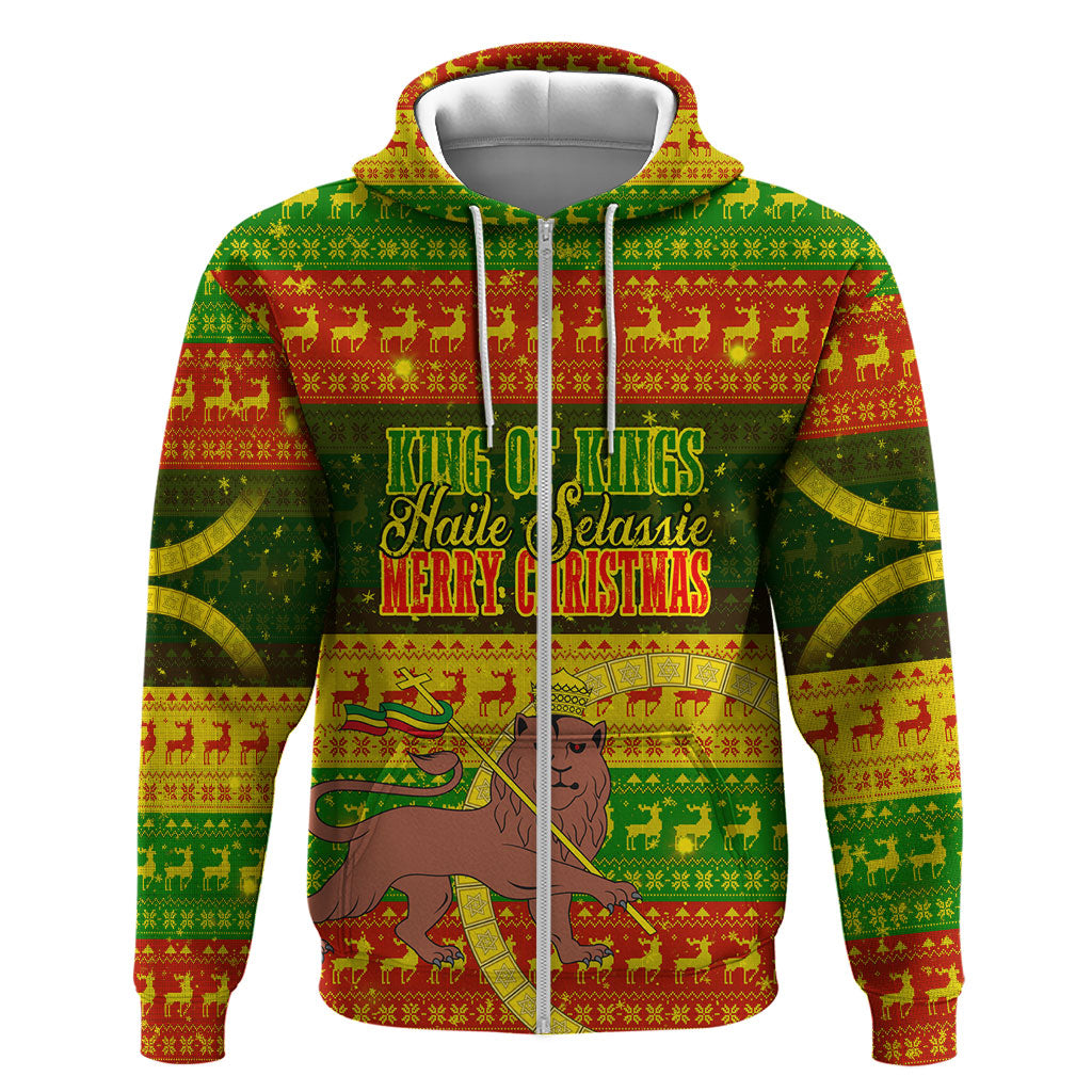 Ethiopia Haile Selassie Christmas Hoodie King Of Kings Lion Of Judah Ugly Pattern Holiday