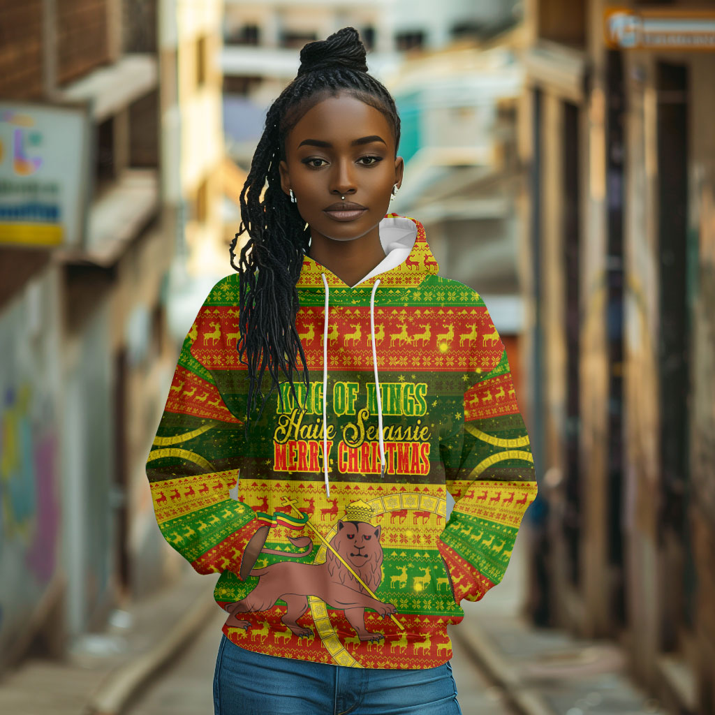 Ethiopia Haile Selassie Christmas Hoodie King Of Kings Lion Of Judah Ugly Pattern Holiday