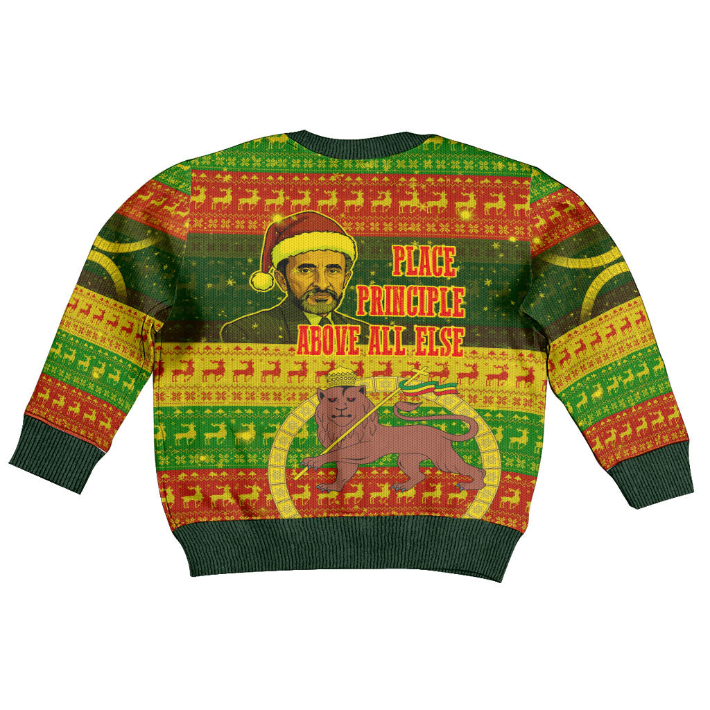Ethiopia Haile Selassie Christmas Kid Ugly Christmas Sweater King Of Kings Lion Of Judah Ugly Pattern Holiday