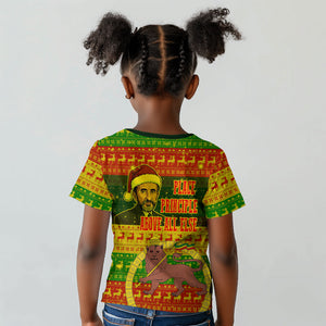 Ethiopia Haile Selassie Christmas Kid T shirt King Of Kings Lion Of Judah Ugly Pattern Holiday