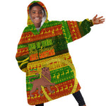 Ethiopia Haile Selassie Christmas Kid Wearable Blanket Hoodie King Of Kings Lion Of Judah Ugly Pattern Holiday