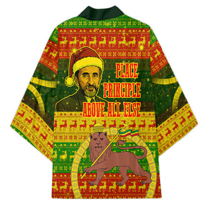 Ethiopia Haile Selassie Christmas Kimono King Of Kings Lion Of Judah Ugly Pattern Holiday