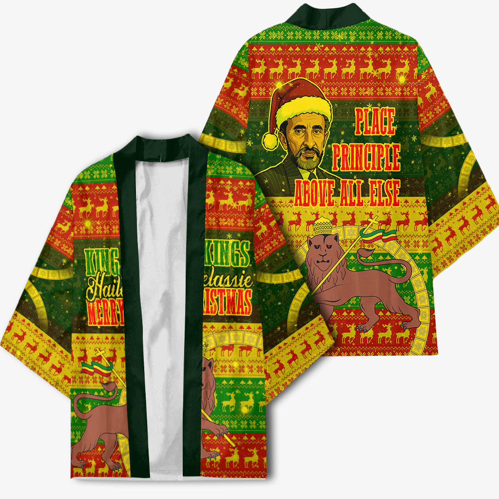 Ethiopia Haile Selassie Christmas Kimono King Of Kings Lion Of Judah Ugly Pattern Holiday