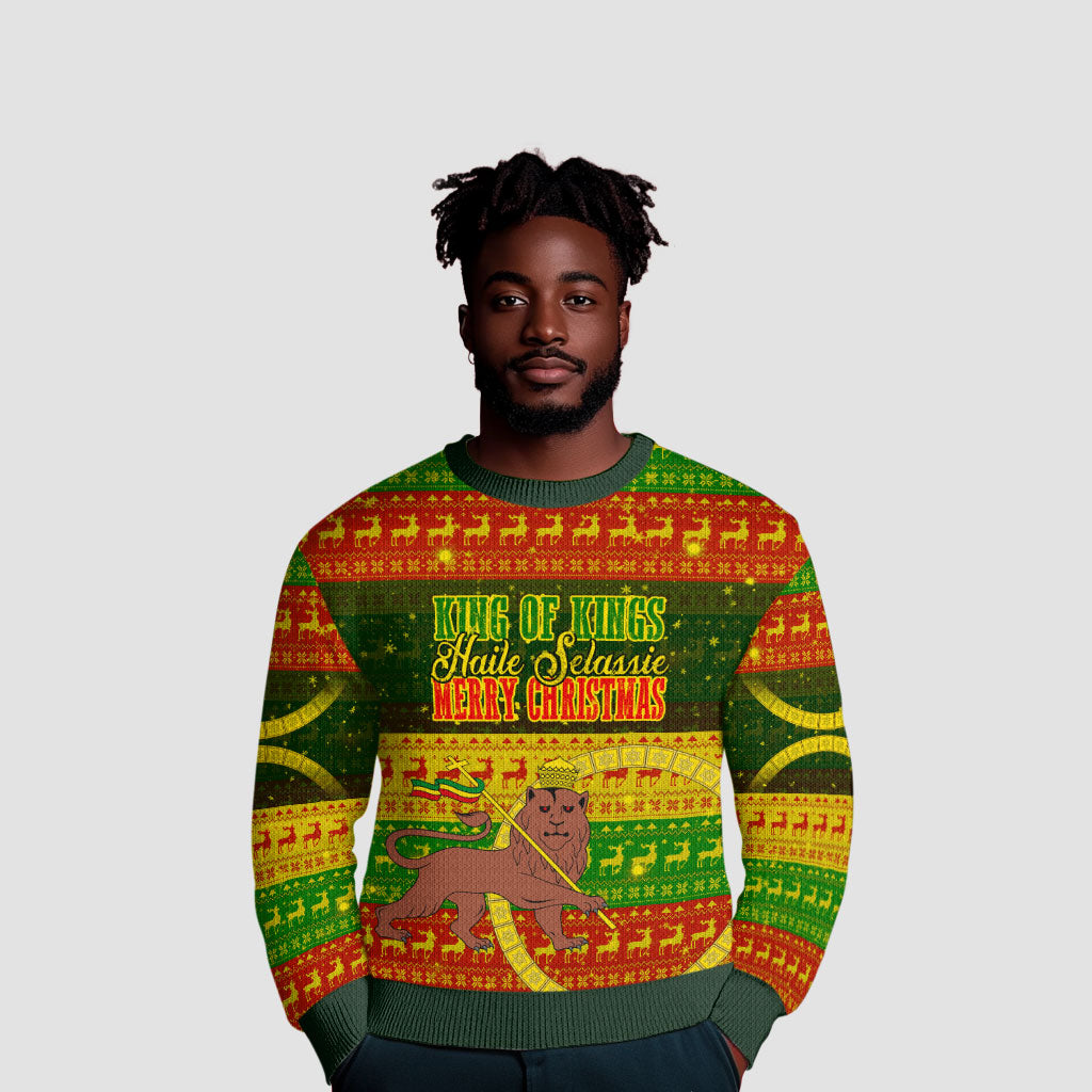Ethiopia Haile Selassie Christmas Ugly Christmas Sweater King Of Kings Lion Of Judah Ugly Pattern Holiday