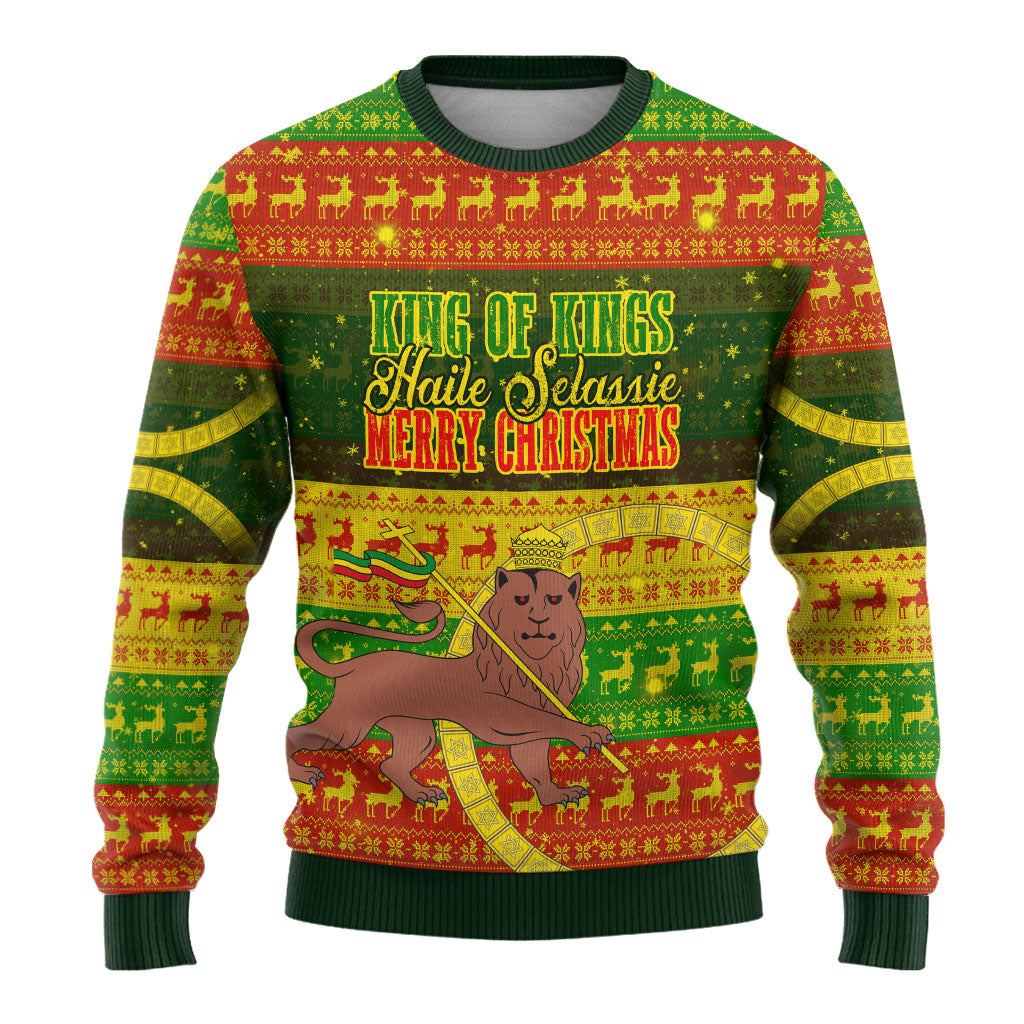 Ethiopia Haile Selassie Christmas Ugly Christmas Sweater King Of Kings Lion Of Judah Ugly Pattern Holiday
