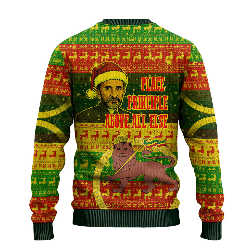 Ethiopia Haile Selassie Christmas Ugly Christmas Sweater King Of Kings Lion Of Judah Ugly Pattern Holiday