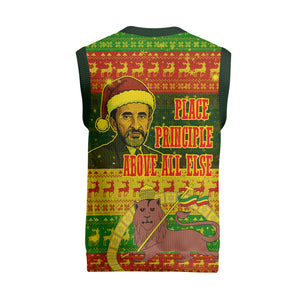 Ethiopia Haile Selassie Christmas Knitted V-Neck Vest King Of Kings Lion Of Judah Ugly Pattern Holiday