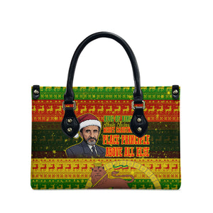 Ethiopia Haile Selassie Christmas Leather Bag King Of Kings Lion Of Judah Ugly Pattern Holiday