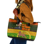 Ethiopia Haile Selassie Christmas Leather Tote Bag King Of Kings Lion Of Judah Ugly Pattern Holiday