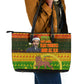 Ethiopia Haile Selassie Christmas Leather Tote Bag King Of Kings Lion Of Judah Ugly Pattern Holiday