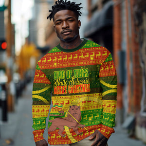 Ethiopia Haile Selassie Christmas Long Sleeve Shirt King Of Kings Lion Of Judah Ugly Pattern Holiday