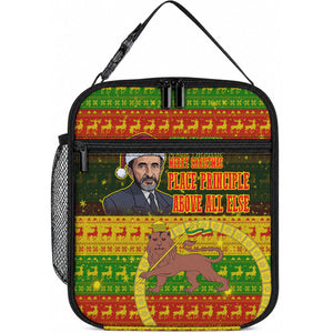 Ethiopia Haile Selassie Christmas Lunch Bag King Of Kings Lion Of Judah Ugly Pattern Holiday