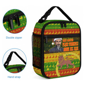 Ethiopia Haile Selassie Christmas Lunch Bag King Of Kings Lion Of Judah Ugly Pattern Holiday