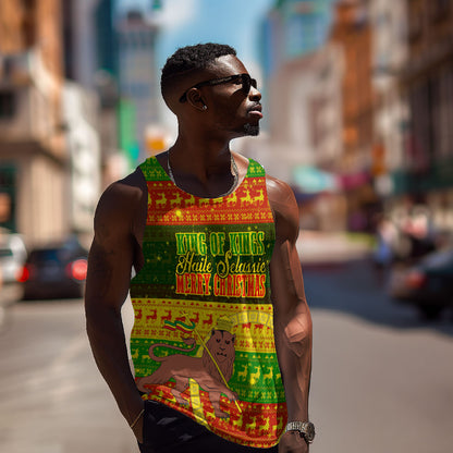 Ethiopia Haile Selassie Christmas Men Tank Top King Of Kings Lion Of Judah Ugly Pattern Holiday