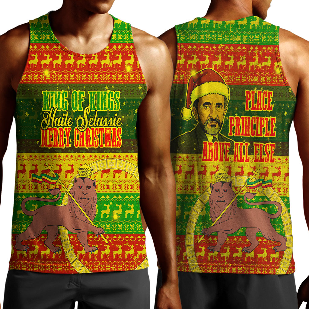Ethiopia Haile Selassie Christmas Men Tank Top King Of Kings Lion Of Judah Ugly Pattern Holiday