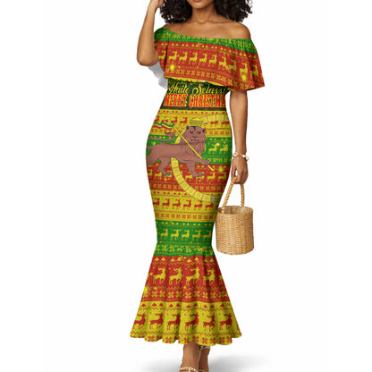 Ethiopia Haile Selassie Christmas Mermaid Dress King Of Kings Lion Of Judah Ugly Pattern Holiday