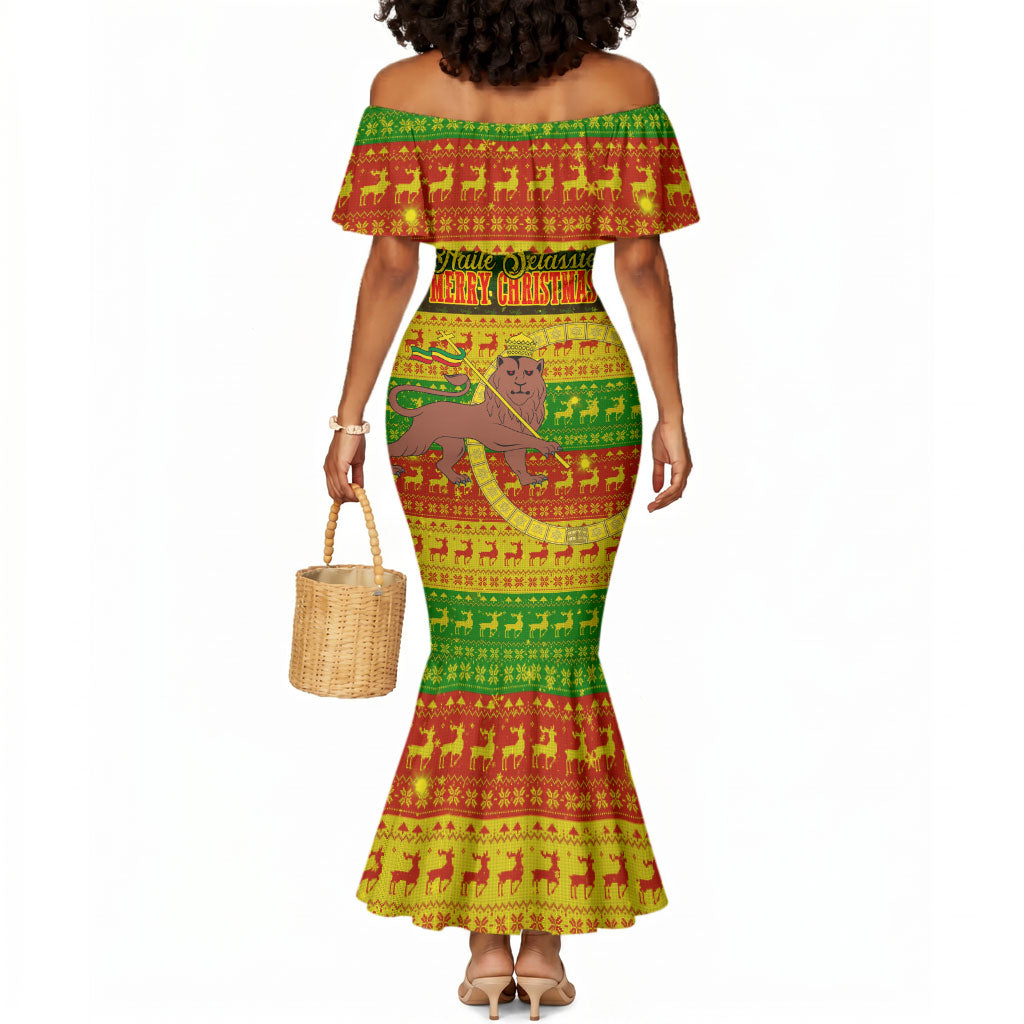 Ethiopia Haile Selassie Christmas Mermaid Dress King Of Kings Lion Of Judah Ugly Pattern Holiday