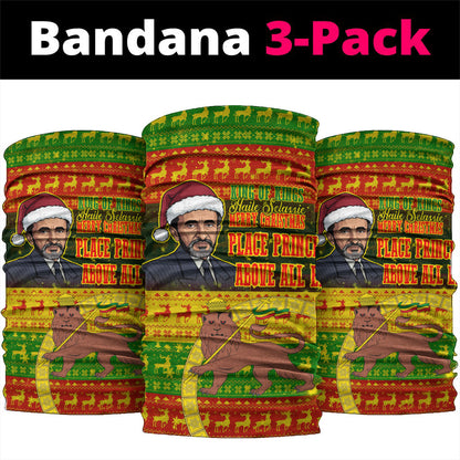 Ethiopia Haile Selassie Christmas Neck Gaiter King Of Kings Lion Of Judah Ugly Pattern Holiday