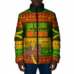 Ethiopia Haile Selassie Christmas Padded Jacket King Of Kings Lion Of Judah Ugly Pattern Holiday