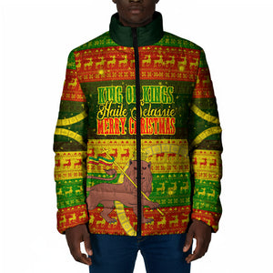 Ethiopia Haile Selassie Christmas Padded Jacket King Of Kings Lion Of Judah Ugly Pattern Holiday