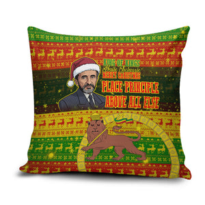 Ethiopia Haile Selassie Christmas Pillow Cover King Of Kings Lion Of Judah Ugly Pattern Holiday