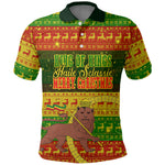 Ethiopia Haile Selassie Christmas Polo Shirt King Of Kings Lion Of Judah Ugly Pattern Holiday