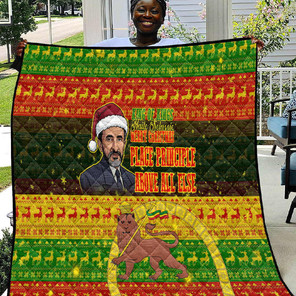 Ethiopia Haile Selassie Christmas Quilt King Of Kings Lion Of Judah Ugly Pattern Holiday