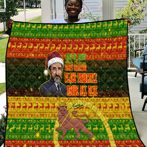 Ethiopia Haile Selassie Christmas Quilt King Of Kings Lion Of Judah Ugly Pattern Holiday