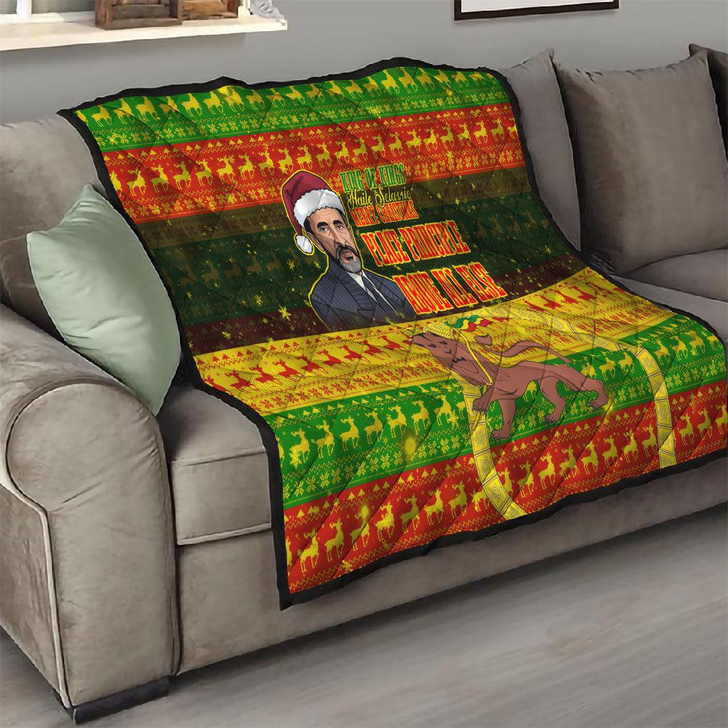 Ethiopia Haile Selassie Christmas Quilt King Of Kings Lion Of Judah Ugly Pattern Holiday