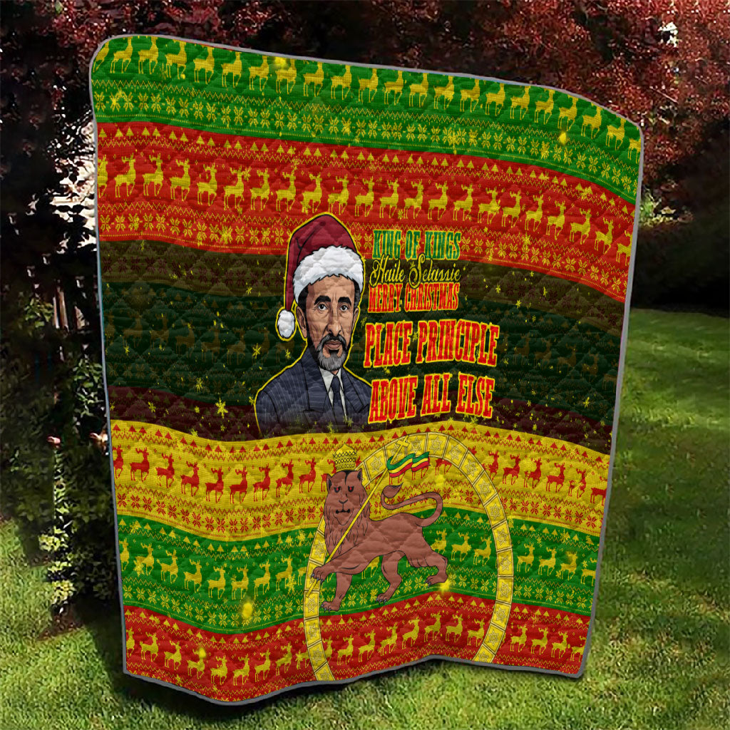 Ethiopia Haile Selassie Christmas Quilt King Of Kings Lion Of Judah Ugly Pattern Holiday