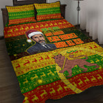 Ethiopia Haile Selassie Christmas Quilt Bed Set King Of Kings Lion Of Judah Ugly Pattern Holiday