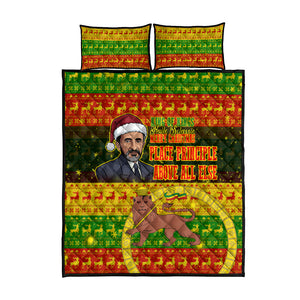 Ethiopia Haile Selassie Christmas Quilt Bed Set King Of Kings Lion Of Judah Ugly Pattern Holiday